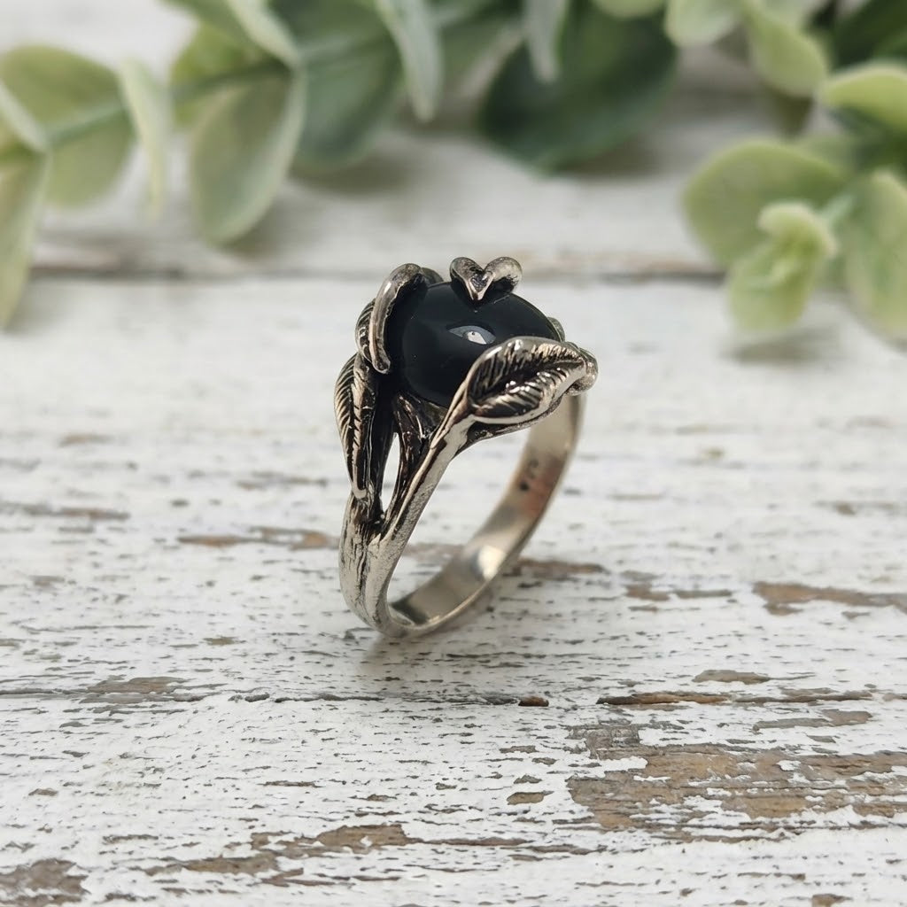 Bloodstone Leaf & Twig Ring in Silver