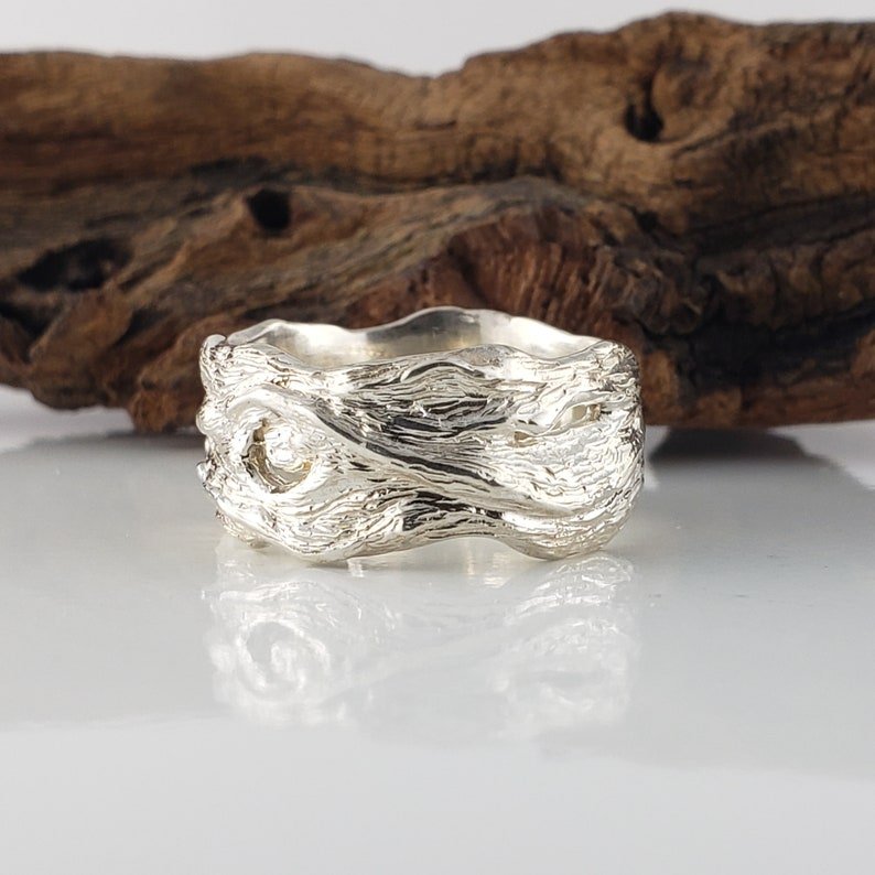 Driftwood Style Wedding Band in Sterling Silver - DV Jewelry Designs