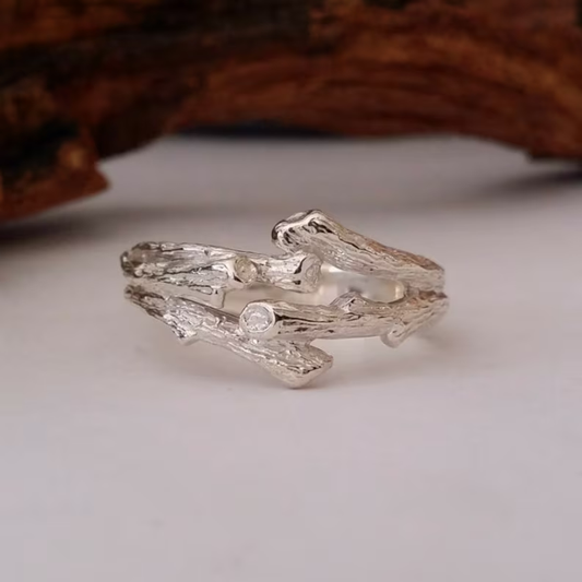 Handmade Twig Wedding Band - Unisex Branch Style Ring - DV Jewelry Designs #