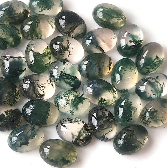 oval moss agate stones