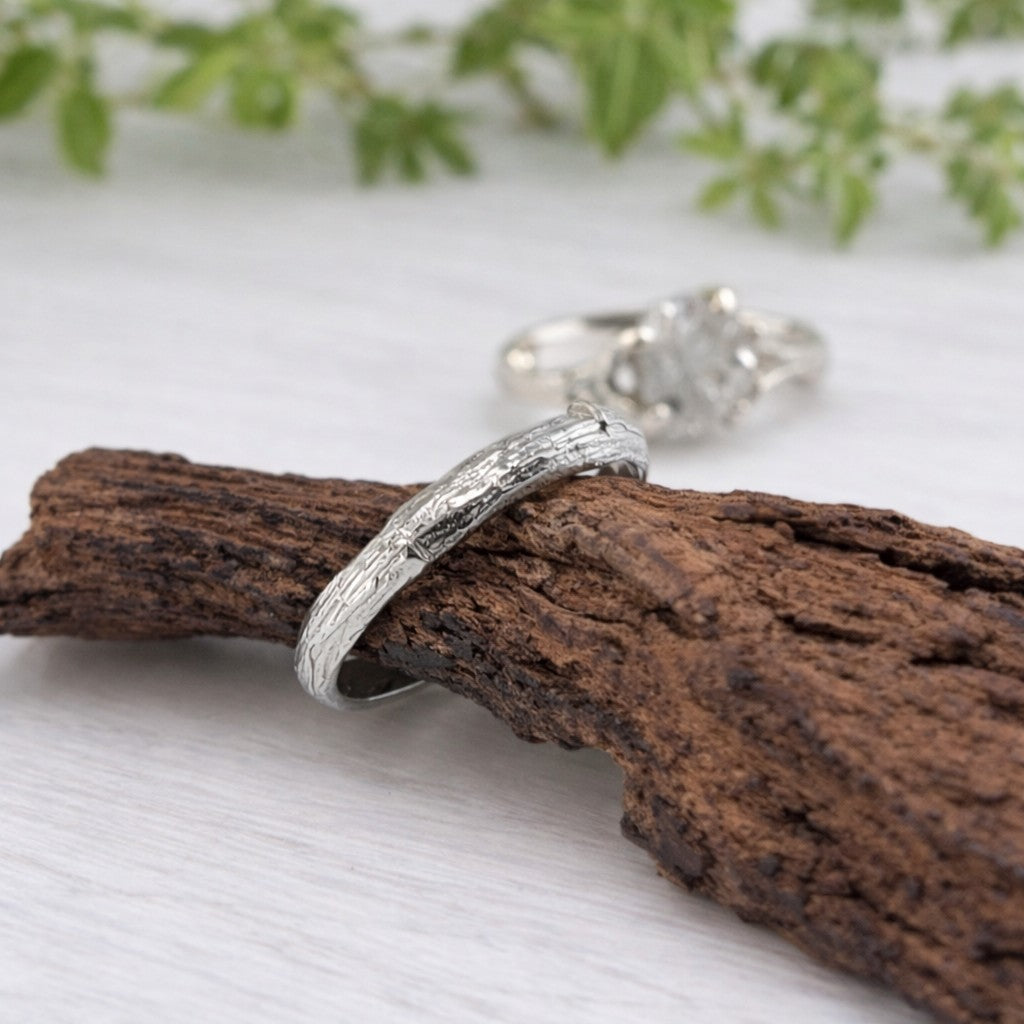 Raw Diamond Twig Style Bridal Set - DV Jewelry Designs #