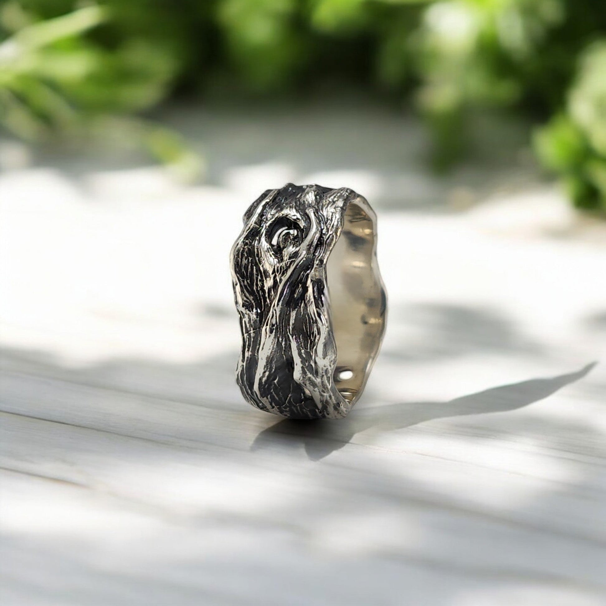 Driftwood Style Wedding Band in Sterling Silver - DV Jewelry Designs