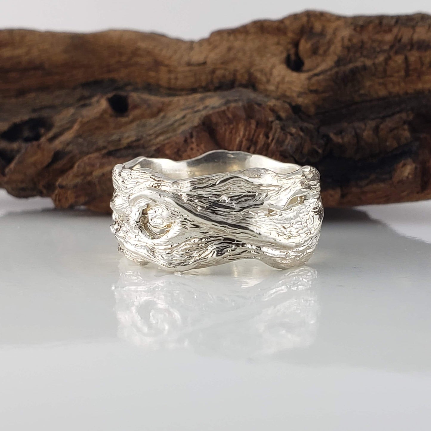 Driftwood Style Wedding Band in Solid Gold - DV Jewelry Designs #