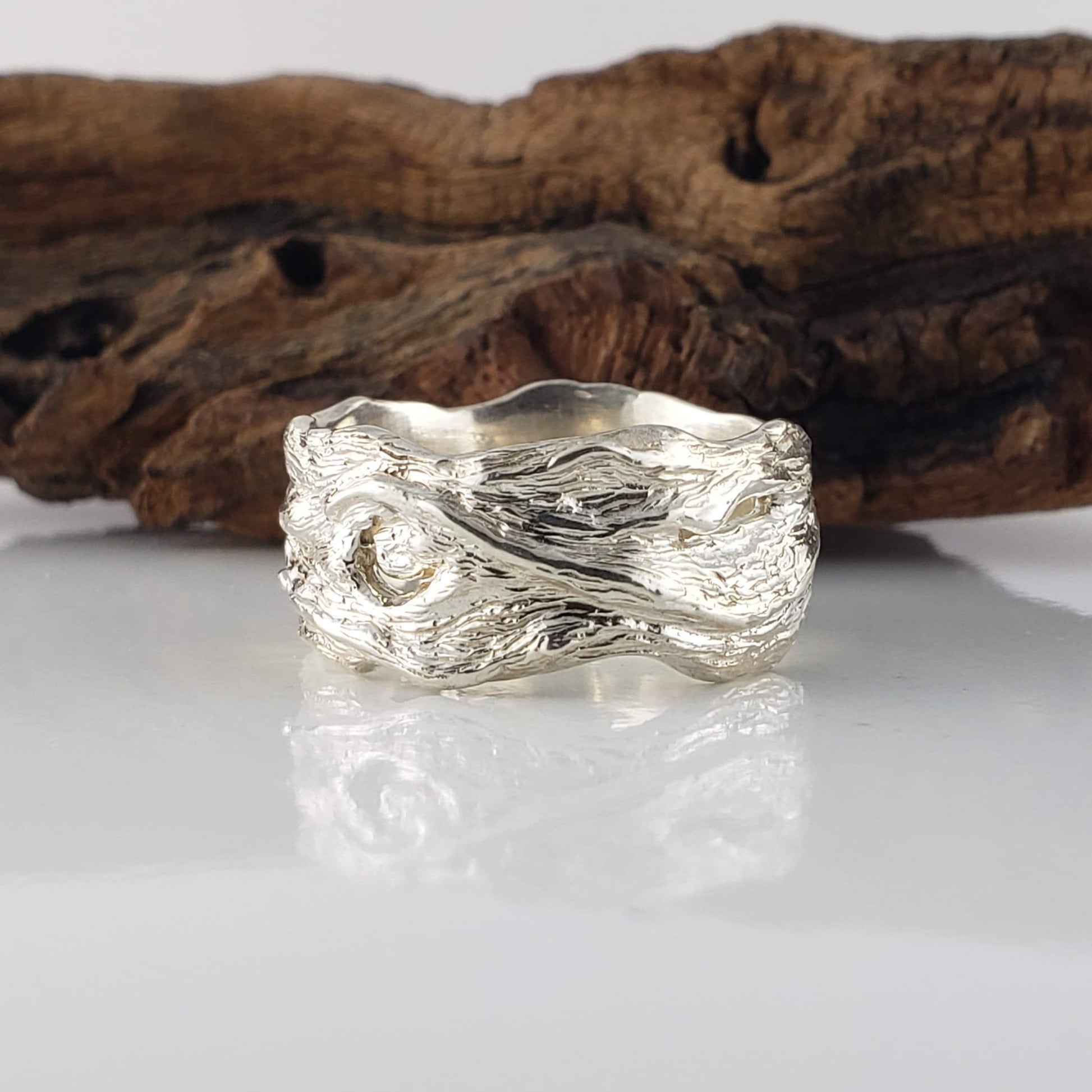 Driftwood Style Wedding Band in Solid Gold - DV Jewelry Designs #