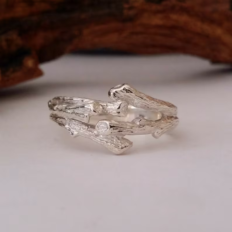 Handmade Twig Wedding Band - Unisex Branch Style Ring - DV Jewelry Designs #