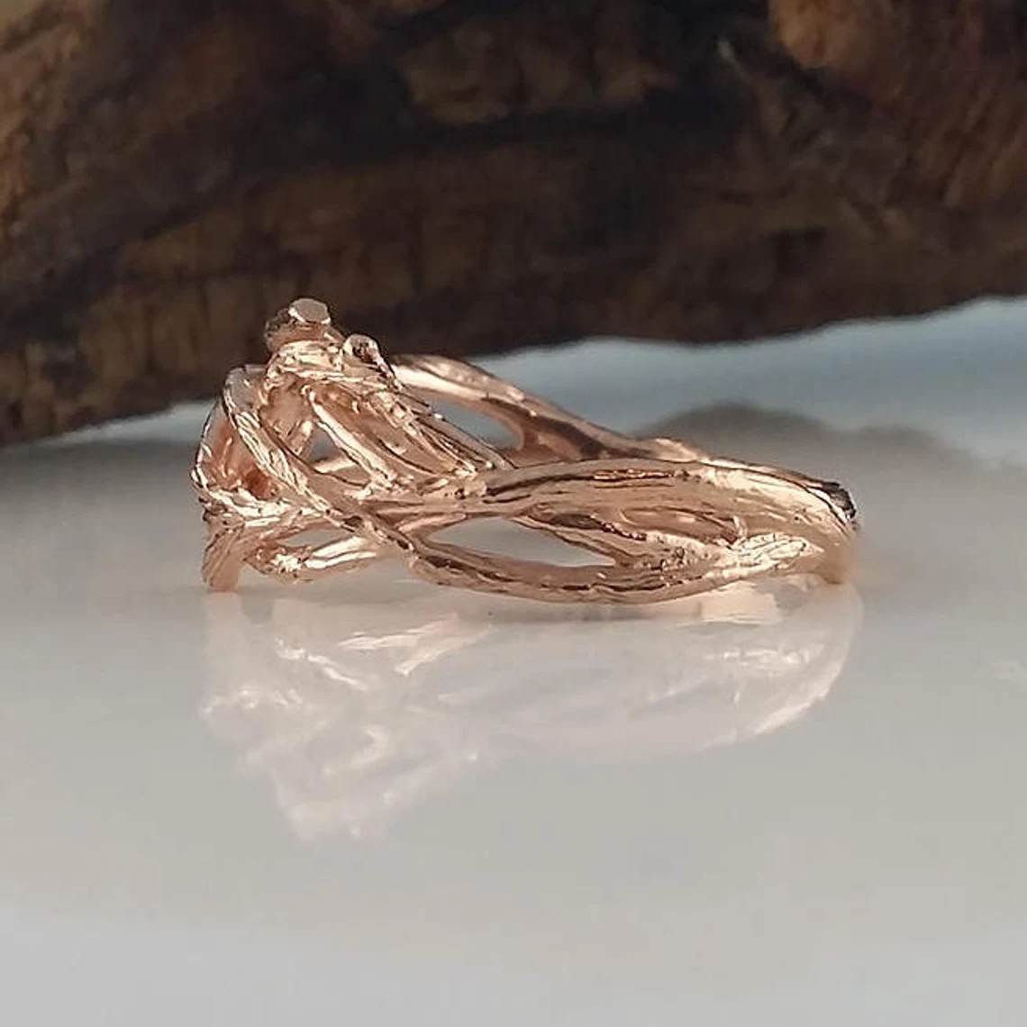 Handmade Branch Wedding Band: Nature-Inspired Ring - DV Jewelry Designs #