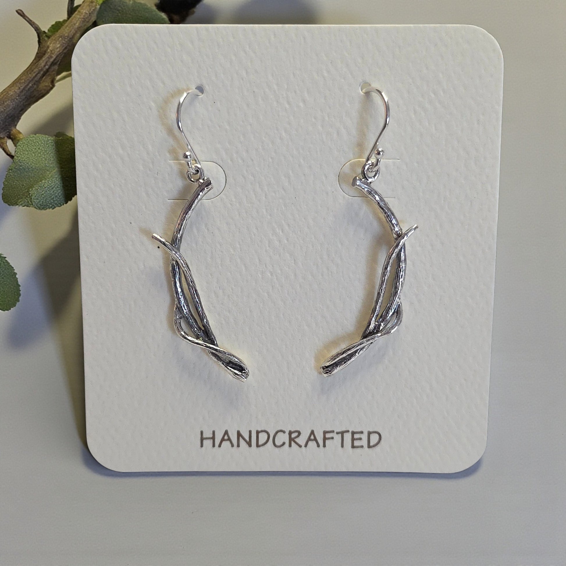 Sterling Silver Twig Dangle Earrings - DV Jewelry Designs #
