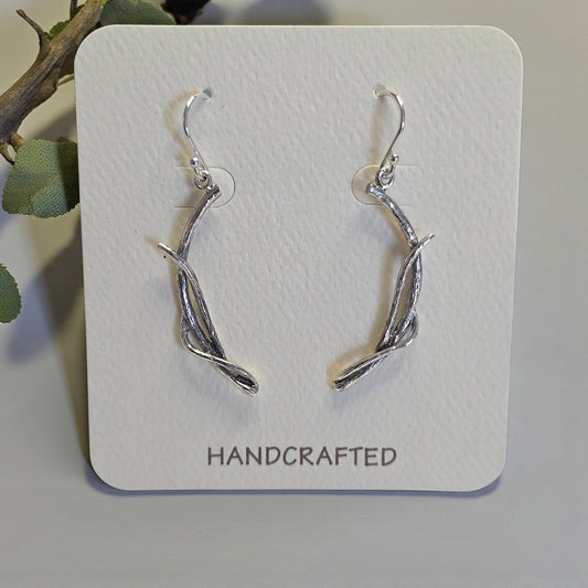 Sterling Silver Twig Dangle Earrings - DV Jewelry Designs #