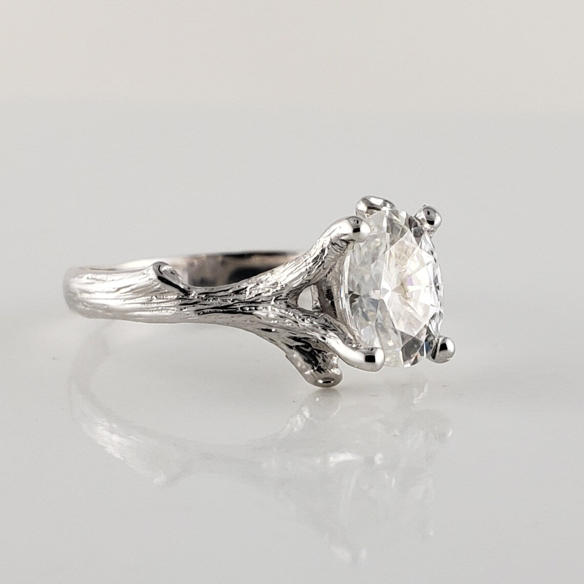 Oval Moissanite Twig Engagement Ring - DV Jewelry Designs