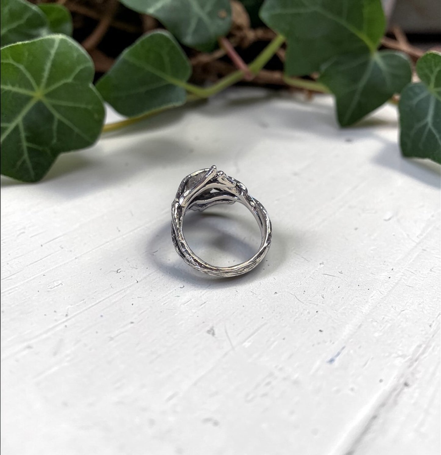 Rough Diamond Twig Ring - One-of-a-Kind Hand-Sculpted Branch Weave Style - DV Jewelry Designs #