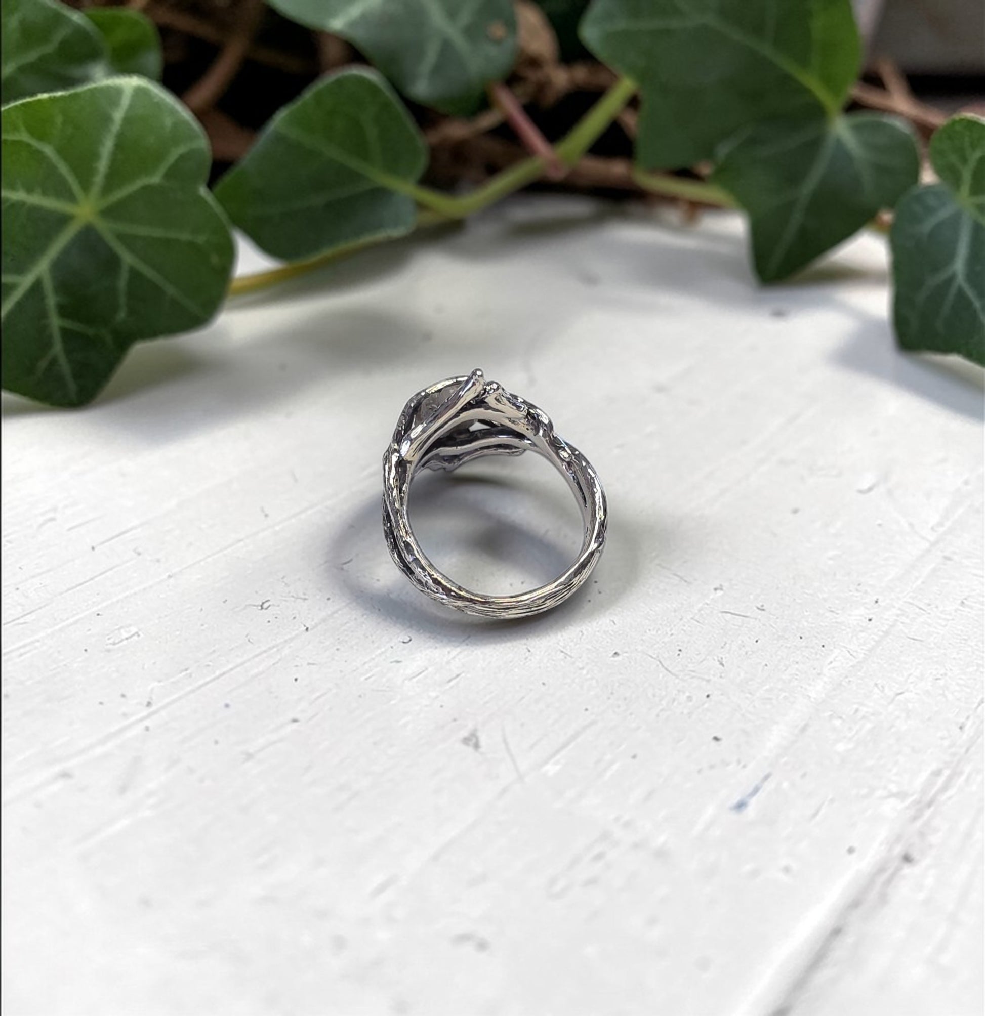 Rough Diamond Twig Ring - One-of-a-Kind Hand-Sculpted Branch Weave Style - DV Jewelry Designs #
