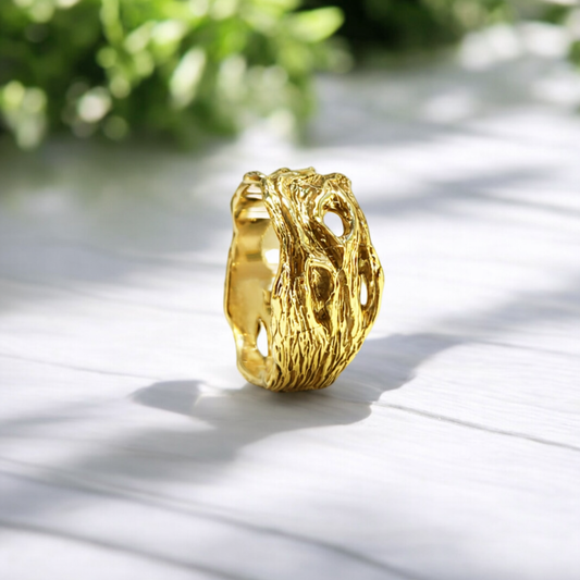 Driftwood Style Wedding Band in Solid Gold - DV Jewelry Designs #
